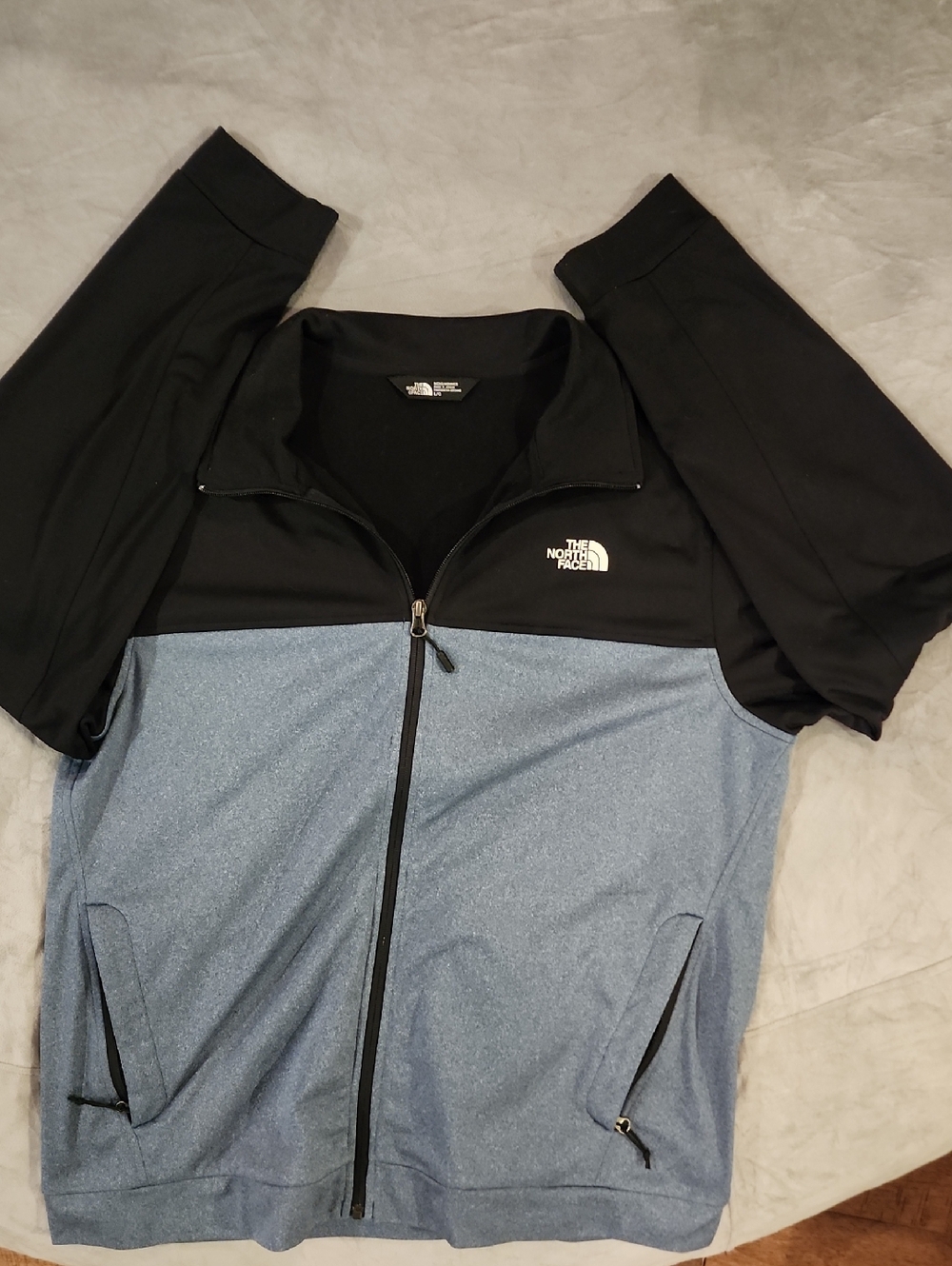 The North Face Black & Heather Blue Zip-Up Jacket